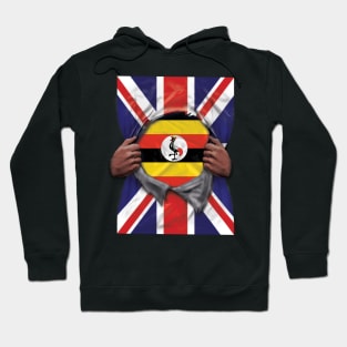 Uganda Flag Great Britain Flag Ripped - Gift for Ugandan From Uganda Hoodie